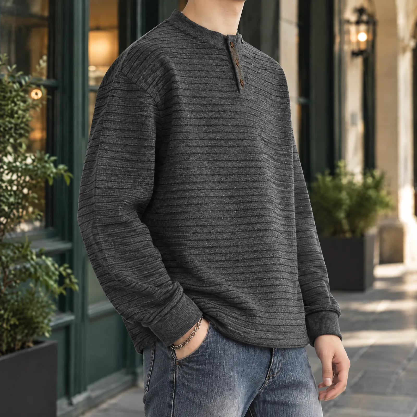 Ravenswood Striped Wool Knit: styling view